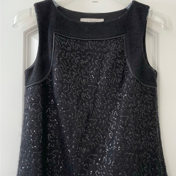 LOFT Wool Sequin Sleeveless Shift Dress Size 0 - Picture 3 of 9